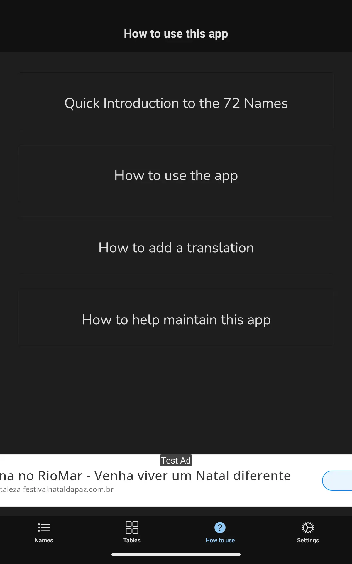Instruções de uso do App